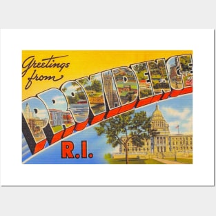 Greetings from Providence Rhode Island, Vintage Large Letter Postcard Posters and Art